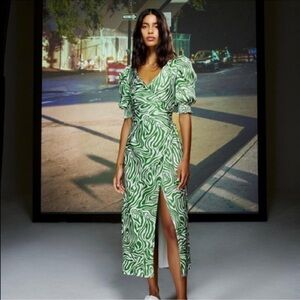 Cinq a Sept Kacy Green Zebra Print Dress